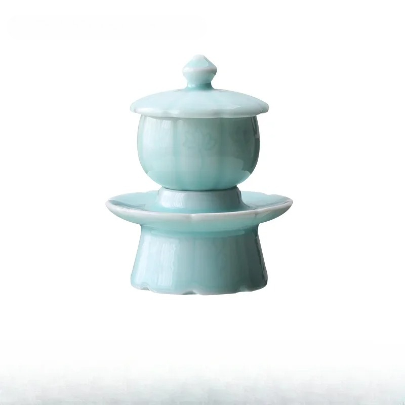 Celadon Ceramic Cup - كأس سيراميك سيلادون مع كأس ماء